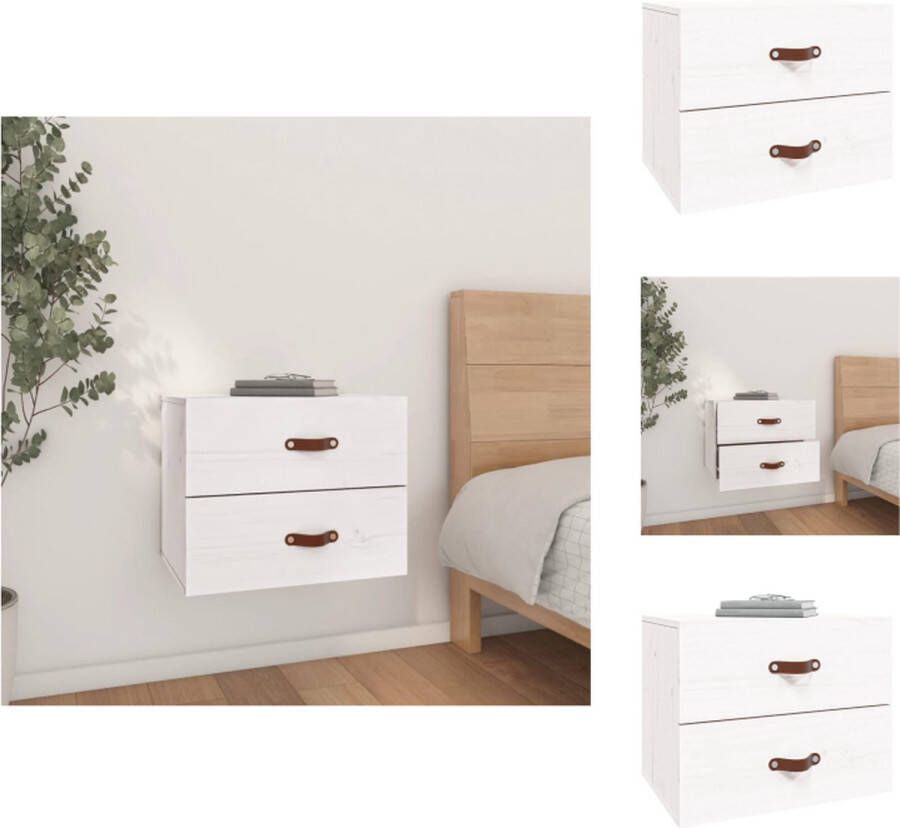 VidaXL Wandnachtkastje Wandnachtkastjes Wandgemonteerd Nachtkastje Wandgemonteerd Bedkastje Nachtkastje wandgemonteerd 50x36x40 cm wit - Foto 2