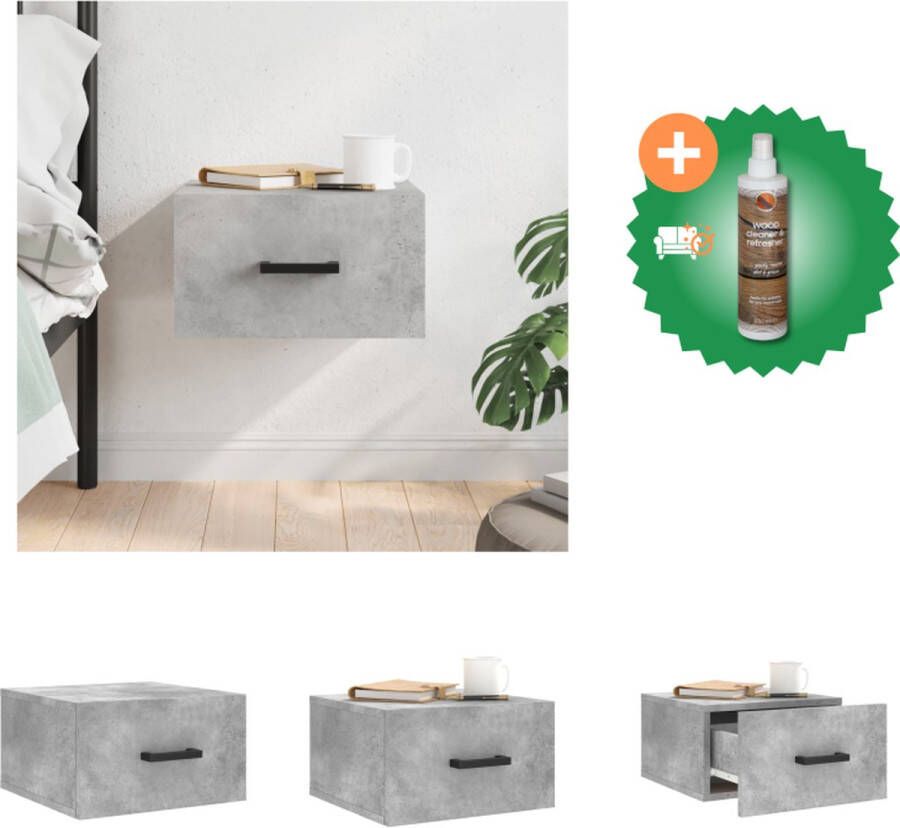VidaXL Wandgemonteerde Nachtkastje naam Nachtkastje Afmetingen- 35 x 35 x 20 cm Kleur- Betongrijs Materiaal- Bewerkt hout Kast Inclusief Houtreiniger en verfrisser