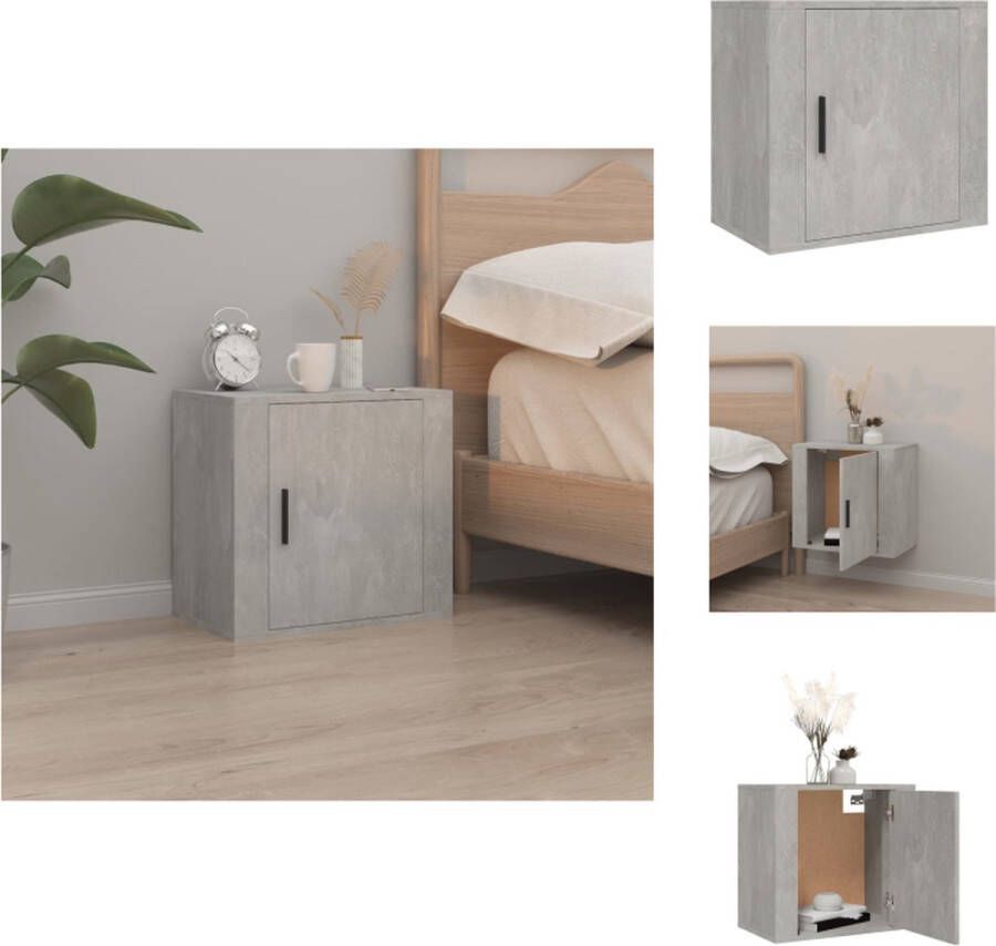 VidaXL Wandnachtkastje Wandnachtkastjes Wandgemonteerd Nachtkastje Wandgemonteerd Bedkastje Nachtkastje wandgemonteerd 50x30x47 cm betongrijs - Foto 2