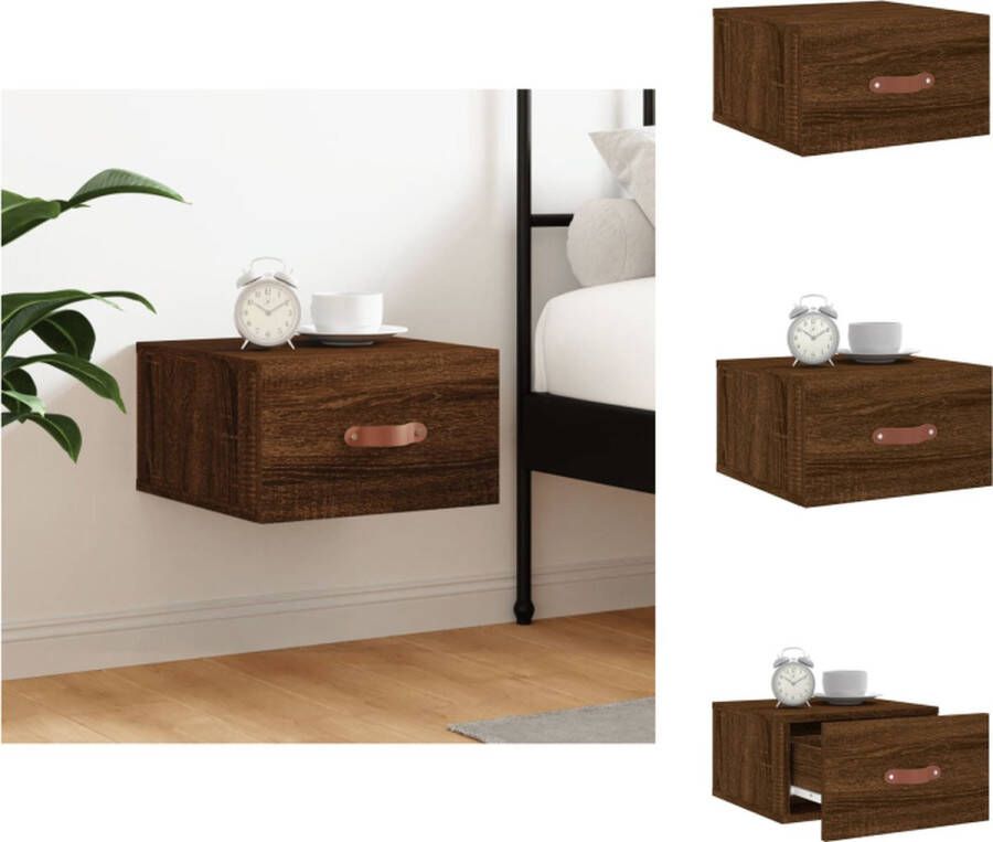 VidaXL Nachtkastje Nachtkastjes Bijzettafel Wandkastje Nachtkastje wandgemonteerd 35x35x20 cm bruineikenkleurig - Foto 3