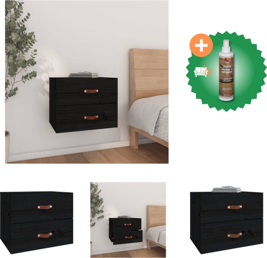 VidaXL Wandgemonteerd Nachtkastje Elegant Meubelen Afmetingen- 50 x 36 x 40 cm Ken- Massief grenenhout Kast Inclusief Houtreiniger en verfrisser - Foto 2