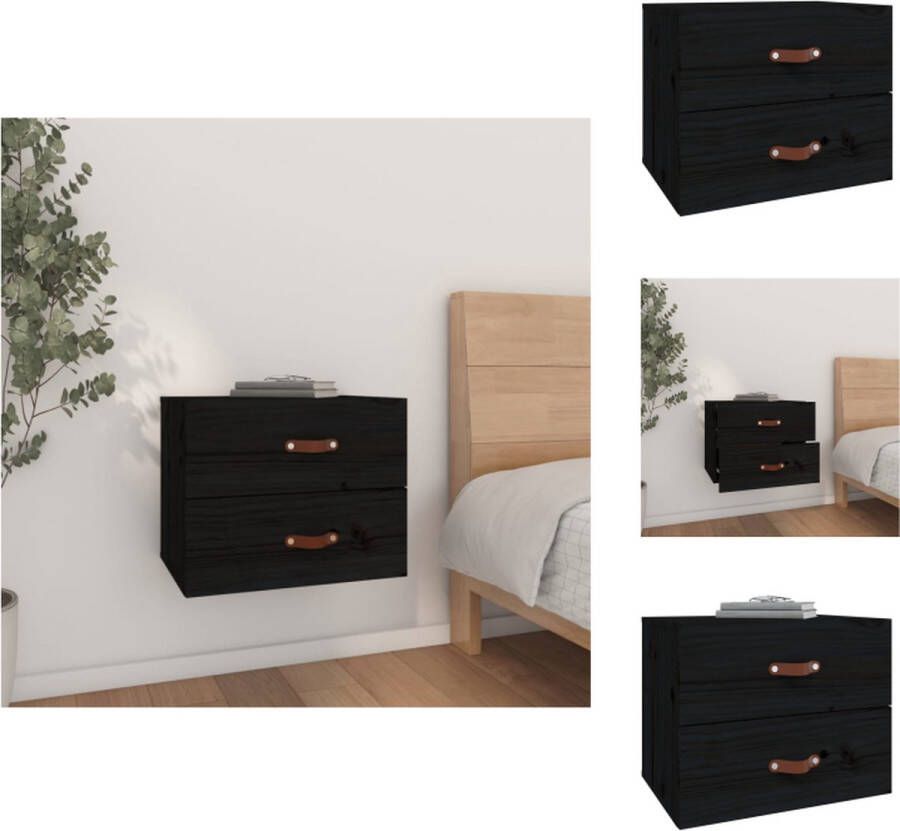 VidaXL Wandgemonteerd Nachtkastje Elegant Meubelen Afmetingen- 50 x 36 x 40 cm Ken- Massief grenenhout Kast