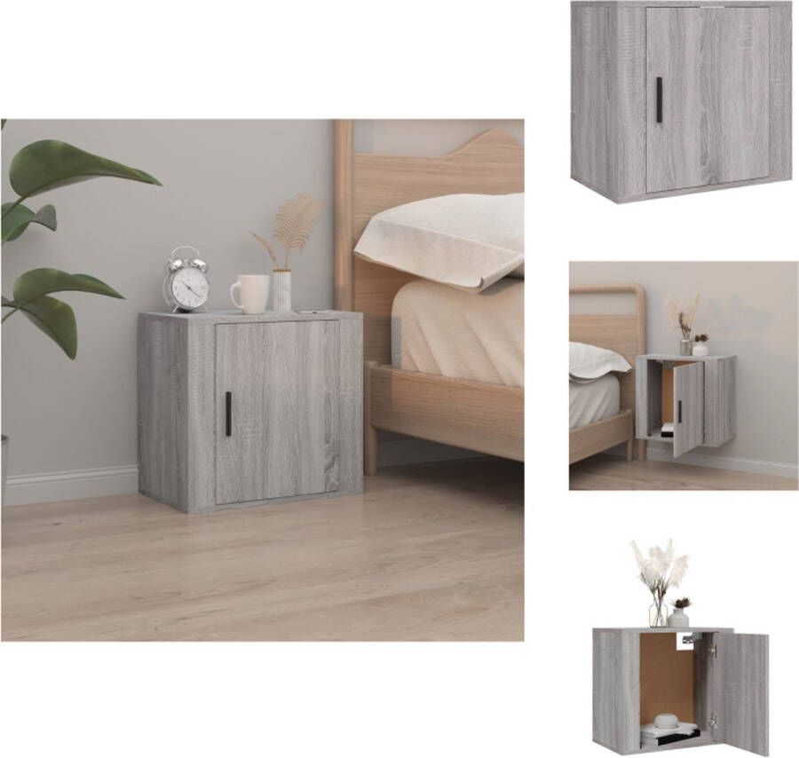 VidaXL Wandnachtkastje Wandnachtkastjes Wandgemonteerd Nachtkastje Wandgemonteerd Bedkastje Nachtkastje wandgemonteerd 50x30x47 cm grijs sonoma eikenkleur - Foto 2