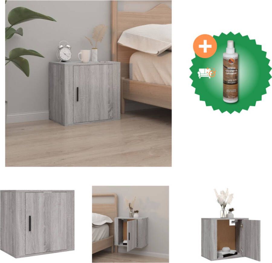 VidaXL Wandgemonteerd nachtkastje grijs sonoma eiken 50 x 30 x 47 cm Duurzaam materiaal Kast Inclusief Houtreiniger en verfrisser