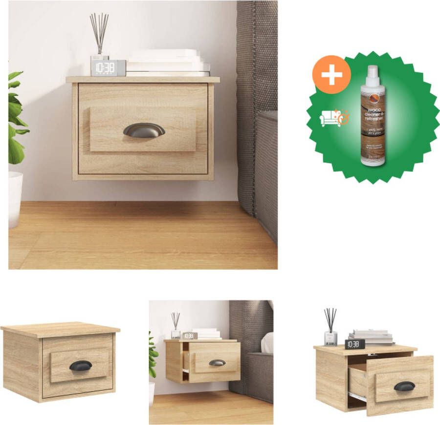 VidaXL Wandgemonteerd nachtkastje Sonoma eiken 41.5 x 36 x 28 cm Duurzaam hout Kast Inclusief Houtreiniger en verfrisser