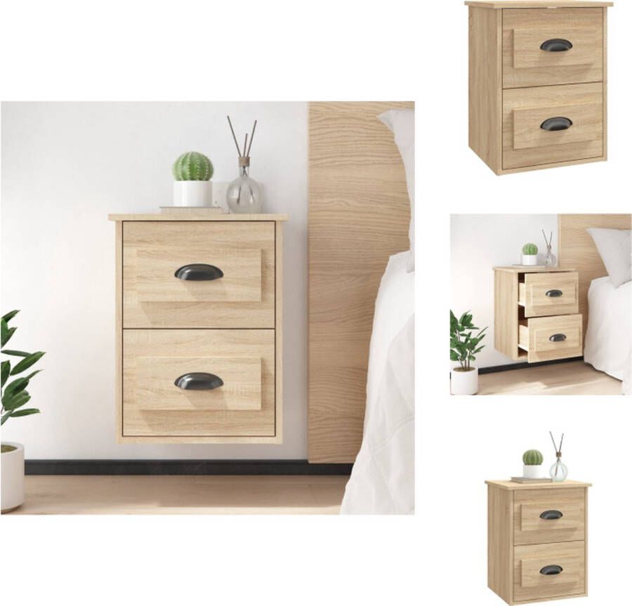 VidaXL Wandnachtkastje Wandnachtkastjes Nachtkastje Wandgemonteerd Nachtkastje wandgemonteerd 41 5x36x53 cm sonoma eikenkleurig - Foto 2