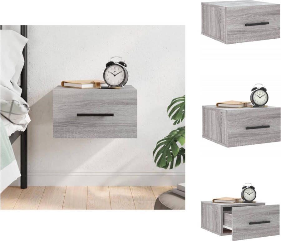 VidaXL Wandgemonteerd Nachtkastje Wandgemonteerde Nachtkastje 35 x 35 x 20 cm Grijs Sonoma Eiken Kast