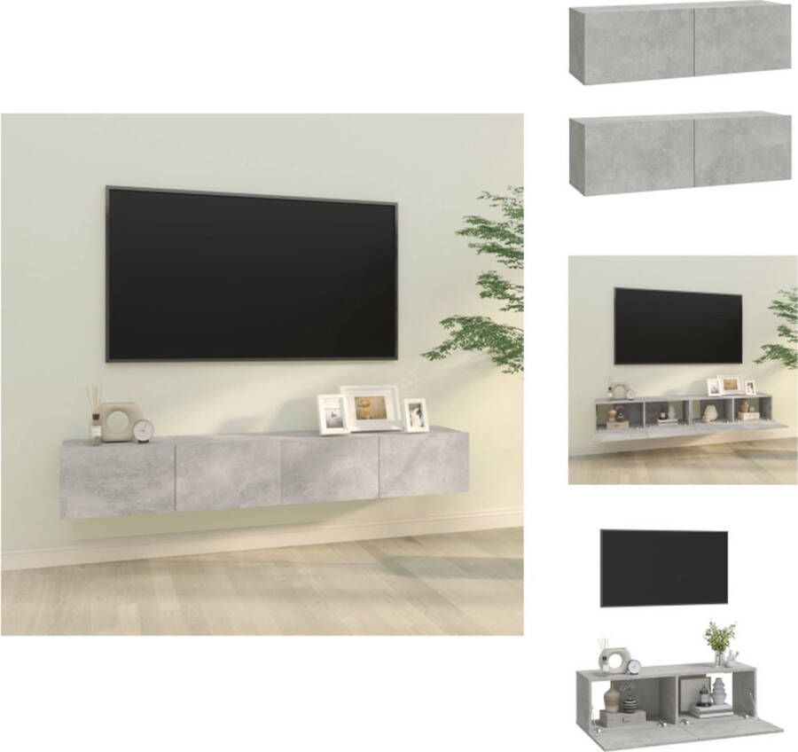 VidaXL Tv-kast Tv-kasten Tv-meubel Met LED-verlichting Tv-meubelen 2 st wandgemonteerd 100x30x30 cm hout betongrijs