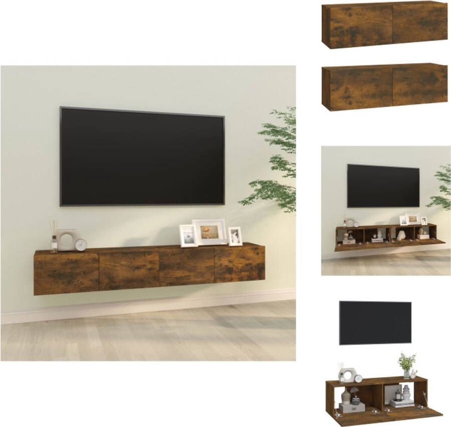 vidaXL Wandgemonteerd TV-meubel Gerookt eiken 100 x 30 x 30 cm Hoogwaardig materiaal Kast