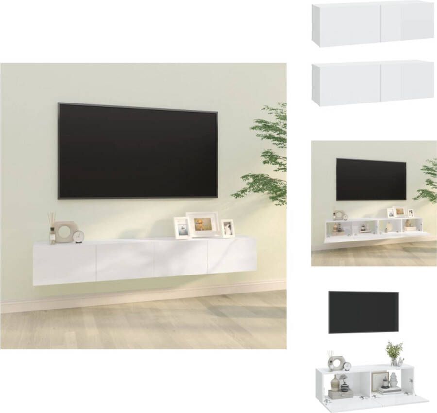 VidaXL Tv-kast Tv-kasten Tv-meubel Met LED-verlichting Tv-meubels 2 st wandgemonteerd 100x30x30 cm hout hoogglans wit