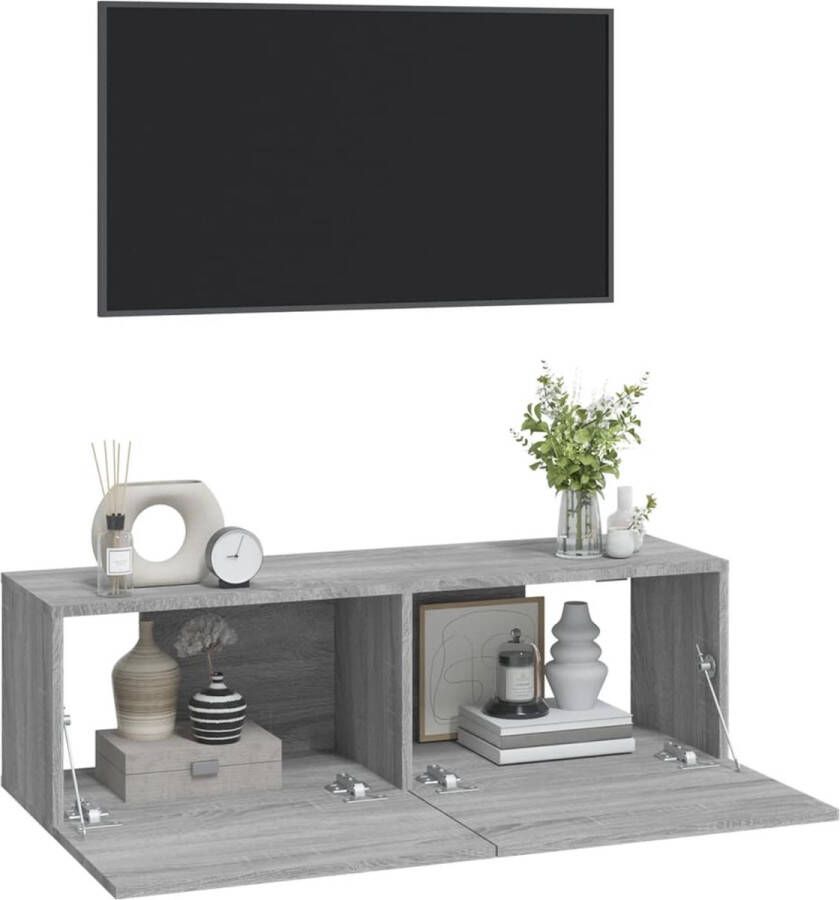 VidaXL Wandgemonteerd Tv-meubel Klassiek Tv-meubel 100 x 30 x 30 cm Kleur- grijs sonoma eiken Materiaal- bewerkt hout Kast