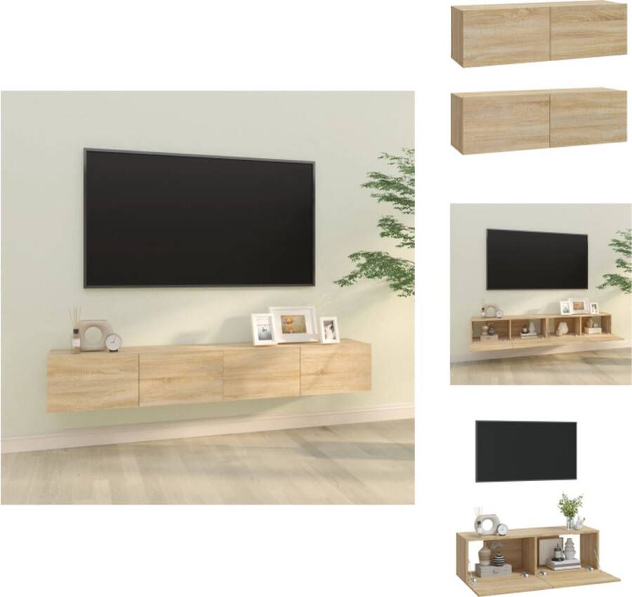 VidaXL Wandgemonteerd TV-meubel Sonoma Eiken Bewerkt Hout 100 x 30 x 30 cm Praktische Deuren Kast