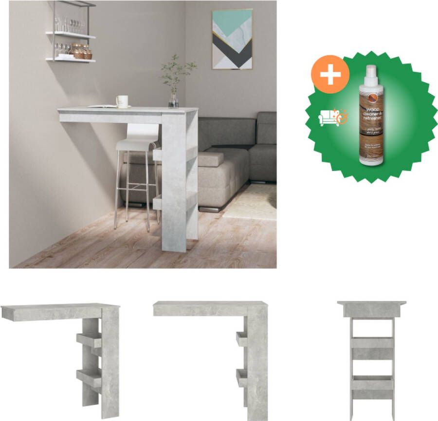 VidaXL Wandgemonteerde bartafel betongrijs 102x45x103.5 cm opbergvakken Tafel Inclusief Houtreiniger en verfrisser