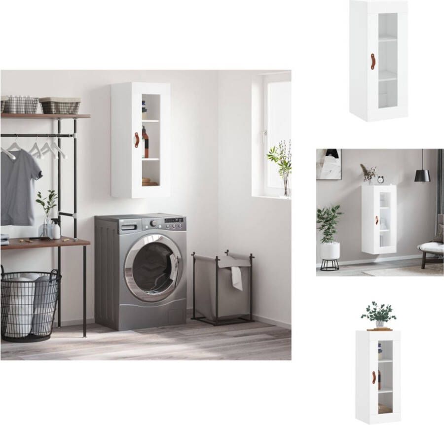 VidaXL Zwevende Hangkast Classic s Opbergkast 34.5 x 34 x 90 cm Wit Bewerkt Hout Keukenkast - Foto 2