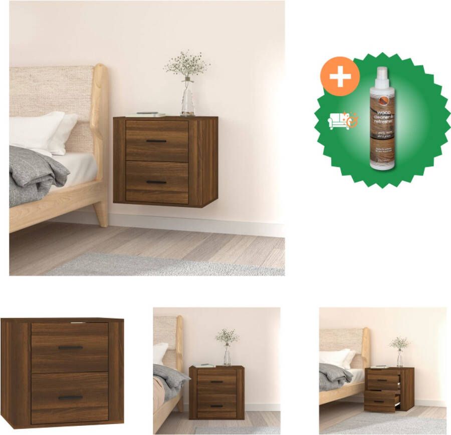 VidaXL Wandgemonteerde Nachtkast Bruineiken 50x36x47 cm Stevig en Voldoende Opbergruimte Kast Inclusief Houtreiniger en verfrisser
