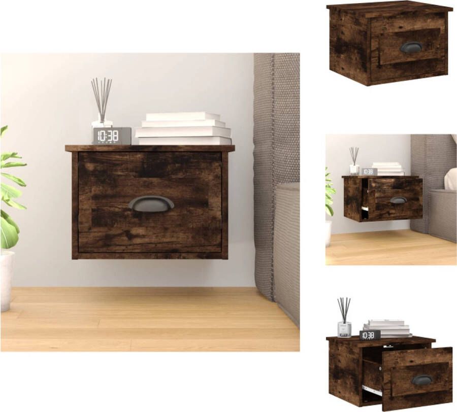 VidaXL Wandnachtkastje Wandnachtkastjes Nachtkastje Wandgemonteerd Nachtkastje wandgemonteerd 41 5x36x28 cm gerookt eikenkleurig - Foto 2