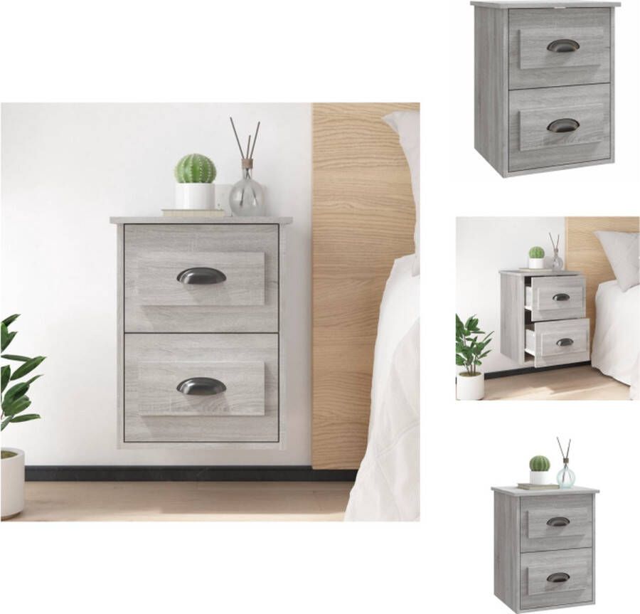 VidaXL Wandnachtkastje Wandnachtkastjes Nachtkastje Wandgemonteerd Nachtkastje wandgemonteerd 41 5x36x53 cm grijs sonoma eiken