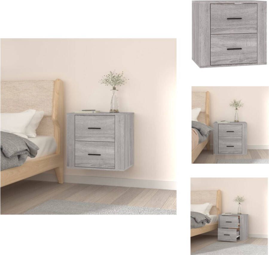 VidaXL Wandnachtkastje Wandnachtkastjes Wandgemonteerd Nachtkastje Wandgemonteerd Bedkastje Nachtkastje wandgemonteerd 50x36x47 cm grijs sonoma eikenkleur - Foto 2