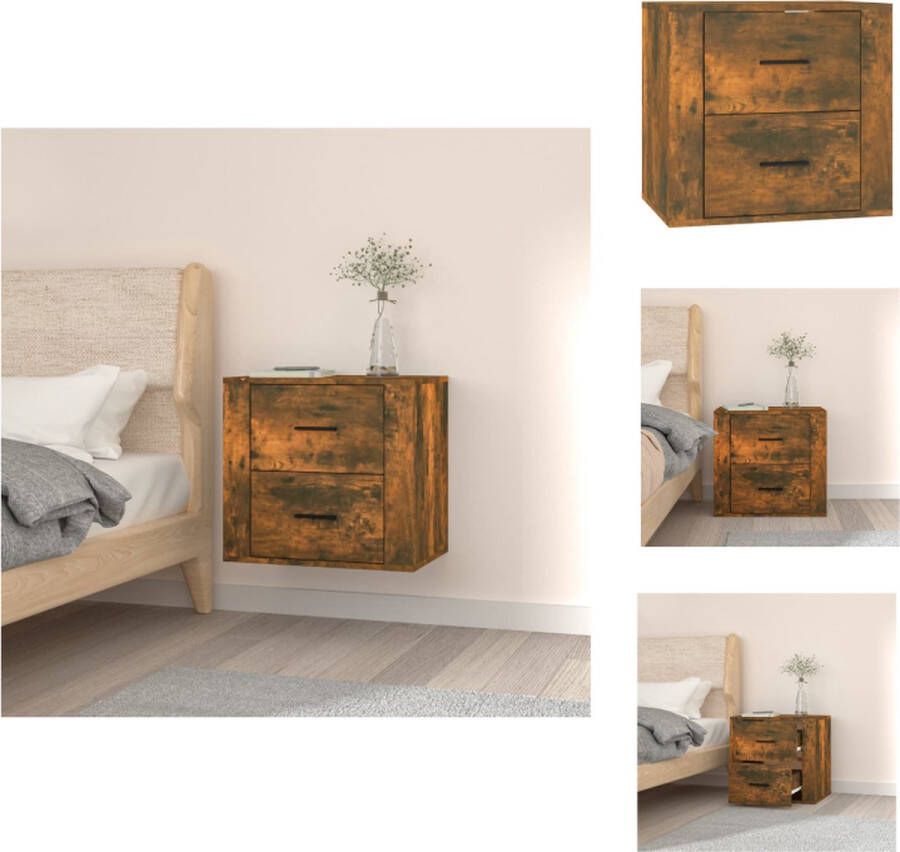VidaXL Wandnachtkastje Wandnachtkastjes Wandgemonteerd Nachtkastje Wandgemonteerd Bedkastje Nachtkastje wandgemonteerd 50x36x47 cm gerookt eikenkleurig - Foto 2