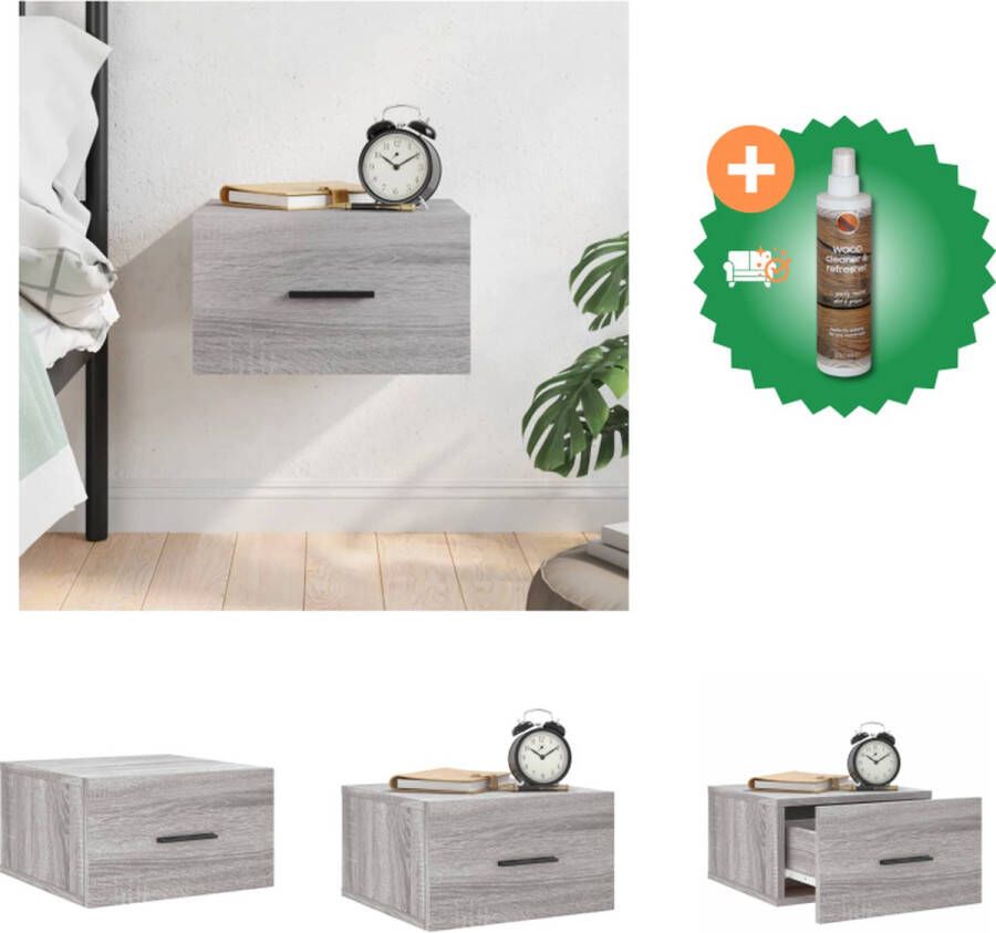 VidaXL Wandgemonteerde Nachtkastje Grijs Sonoma Eiken 35 x 35 x 20 cm Duurzaam bewerkt hout Kast Inclusief Houtreiniger en verfrisser