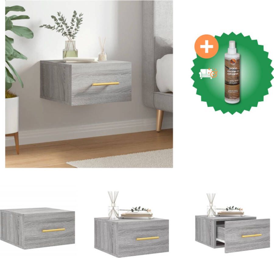 VidaXL Wandgemonteerde Nachtkastje Grijs Sonoma Eiken 35 x 35 x 20 cm Duurzaam bewerkt hout Kast Inclusief Houtreiniger en verfrisser - Foto 2