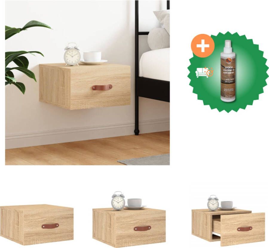 VidaXL Wandgemonteerde Nachtkastje Sonoma eiken 35 x 35 x 20 cm Duurzaam materiaal Kast Inclusief Houtreiniger en verfrisser