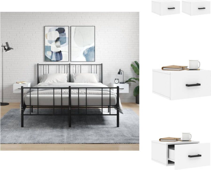 VidaXL Wandgemonteerde nachtkastjes Nachtkastje Afmetingen- 35 x 35 x 20 cm Ken- Duurzaam hout Kleur- Wit Kast - Foto 3