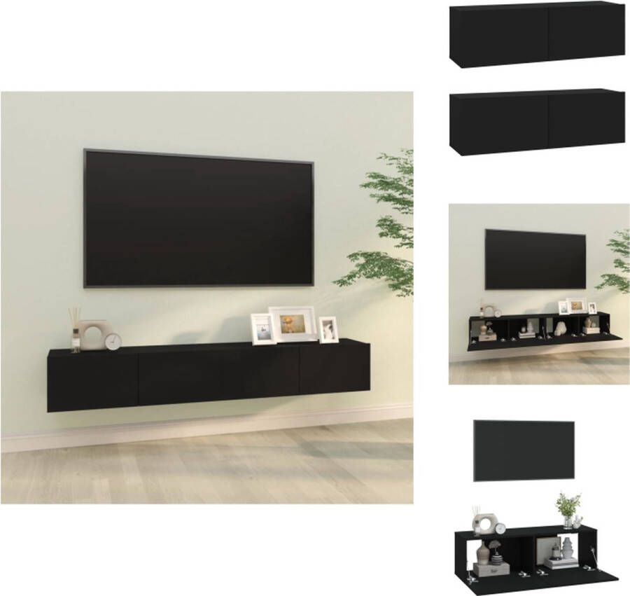 VidaXL Tv-kast Tv-kasten Tv-meubel Met LED-verlichting Tv-wandmeubels 2 st 100x30x30 cm bewerkt hout zwart