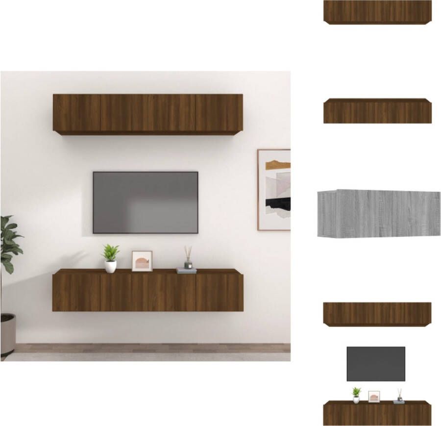 VidaXL Wandgemonteerde tv-meubels Bruineiken Set van 4 80x30x30 cm Stevig bewerkt hout Kast
