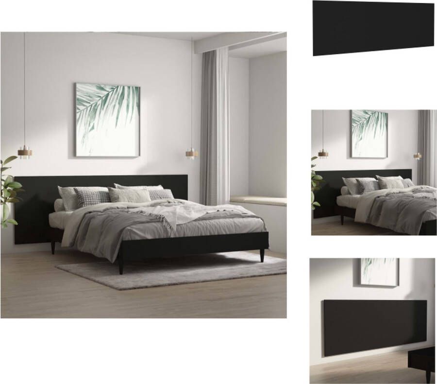 VidaXL Wandhoofdbord Klassiek Design Glad oppervlak Sterk en stabiel Vochtbestendig Wandmontage Geschikt voor bedden zonder hoofdeinde Zwart Bewerkt hout 240x1.5x80 cm Montage vereist Bedonderdeel - Foto 2