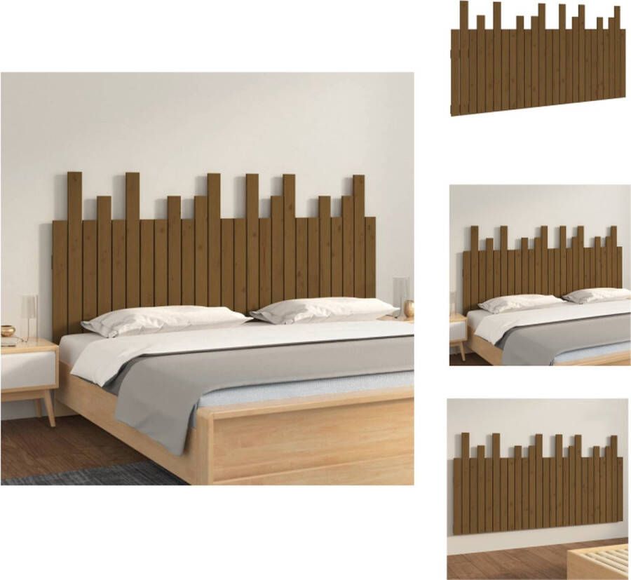 VidaXL Wandhoofdbord Wandhoofdborden Hoofdeinde Hoofdeindes Hoofdbord wandmontage 159 5x3x80 cm grenenhout honingbruin - Foto 2