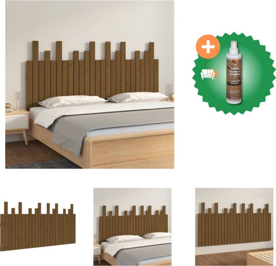 VidaXL Wandhoofdbord Massief Grenenhout Honingbruin 159.5 x 3 x 80 cm Universeel Bed Bedonderdeel Inclusief Houtreiniger en verfrisser