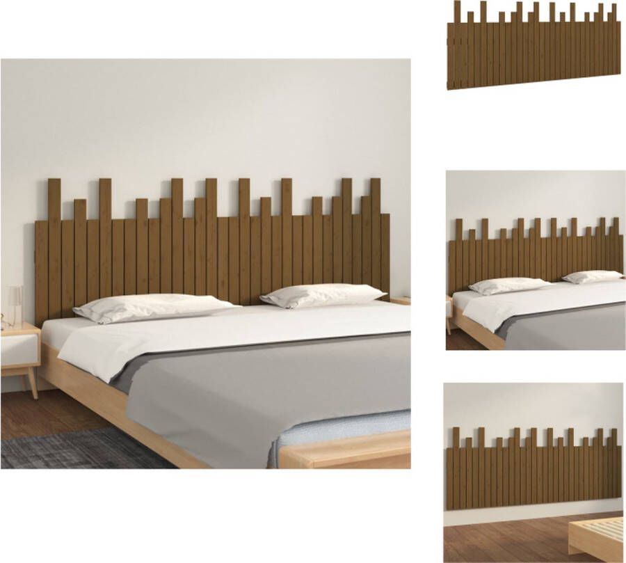 VidaXL Wandhoofdbord Massief Grenenhout Klassiek Design Geschikt voor bedden zonder hoofdeinde 204x3x80cm (LxBxH) Bedonderdeel - Foto 2