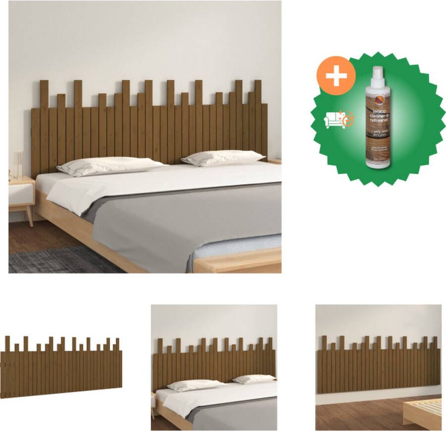 VidaXL Wandhoofdbord Massief Grenenhout Klassiek Design Geschikt voor bedden zonder hoofdeinde 204x3x80cm (LxBxH) Bedonderdeel Inclusief Houtreiniger en verfrisser