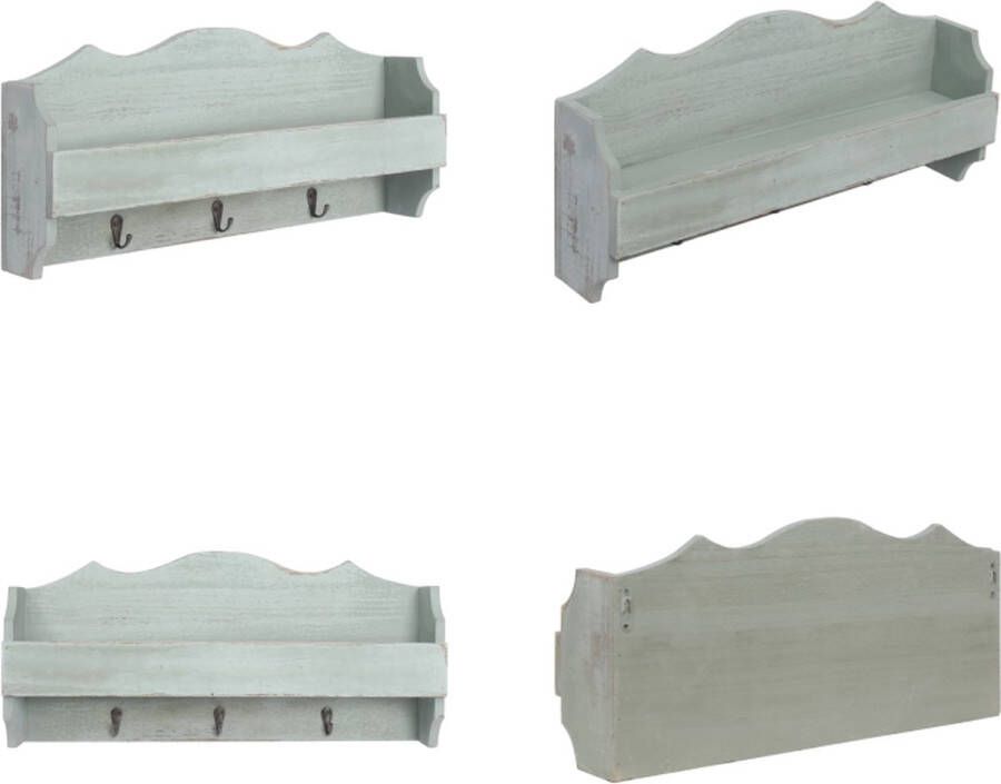 VidaXL Wandkapstok 50x10x23 cm hout groen Kapstok Kapstokken Kap Stok Kap Stokken
