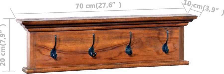 VidaXL -Wandkapstok-70x10x20-cm-massief-teakhout - Foto 2