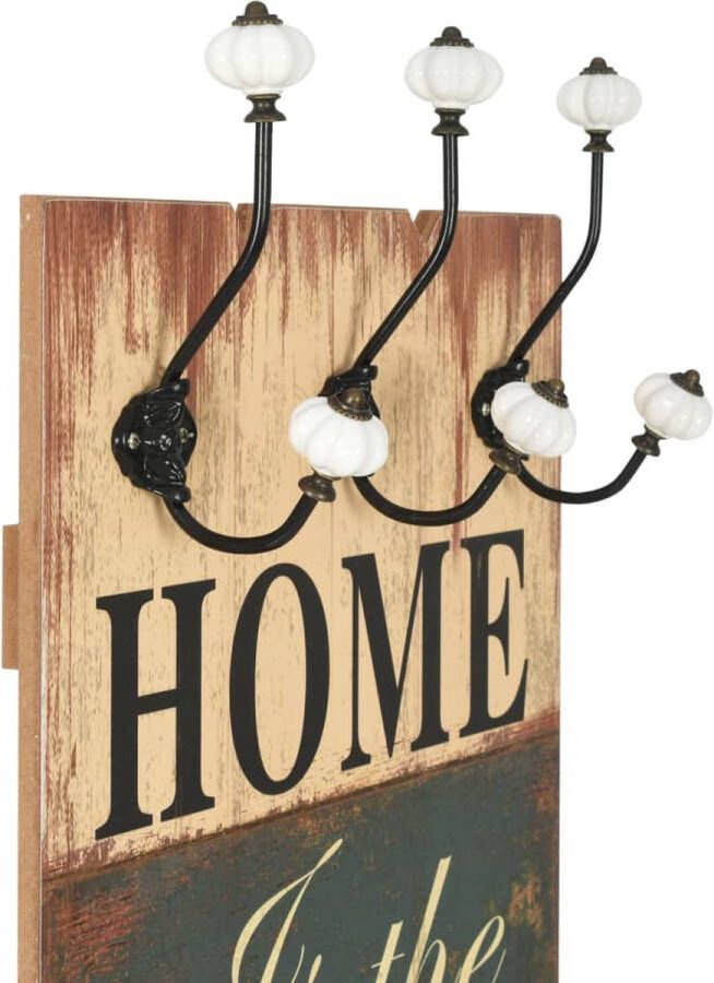 VidaXL -Wandkapstok-met-6-haken-HOME-IS-120x40-cm