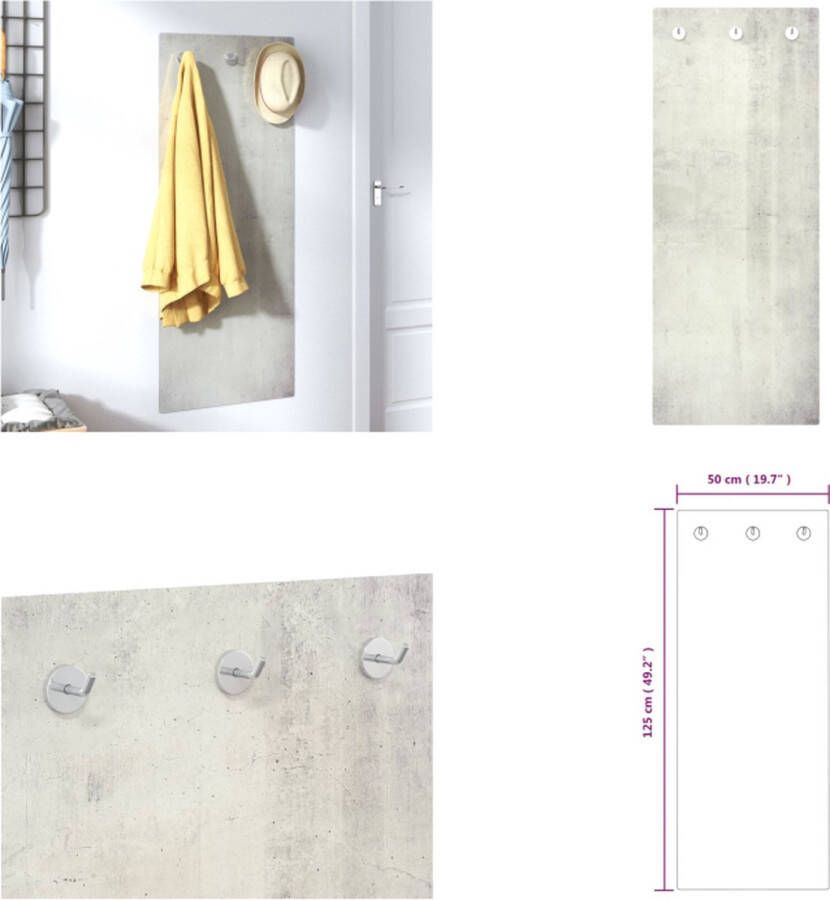 VidaXL Wandkapstok stenen muur 125x50 cm gehard glas Kapstok Kapstokken Jassenrek Jassenhouder