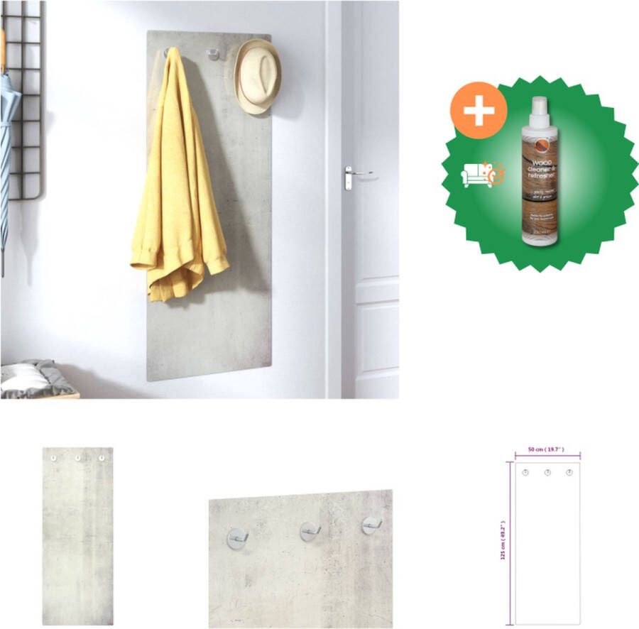 VidaXL Wandkapstok Stevig Gehard Glas Metaal 125 x 50 cm Decoratief met Stenen Muur Ontwerp 3 Haken Kapstok Inclusief Houtreiniger en verfrisser