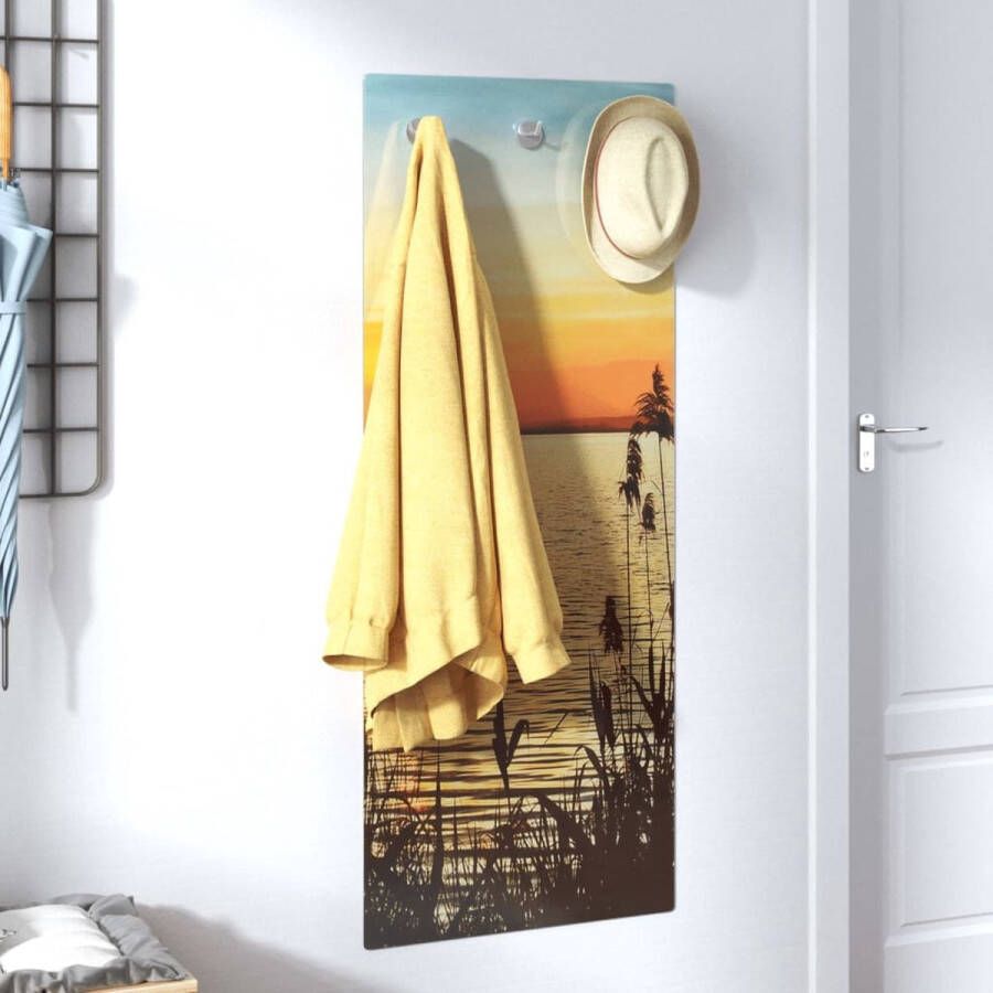 VidaXL -Wandkapstok-zonsondergang-meer-125x50-cm-gehard-glas