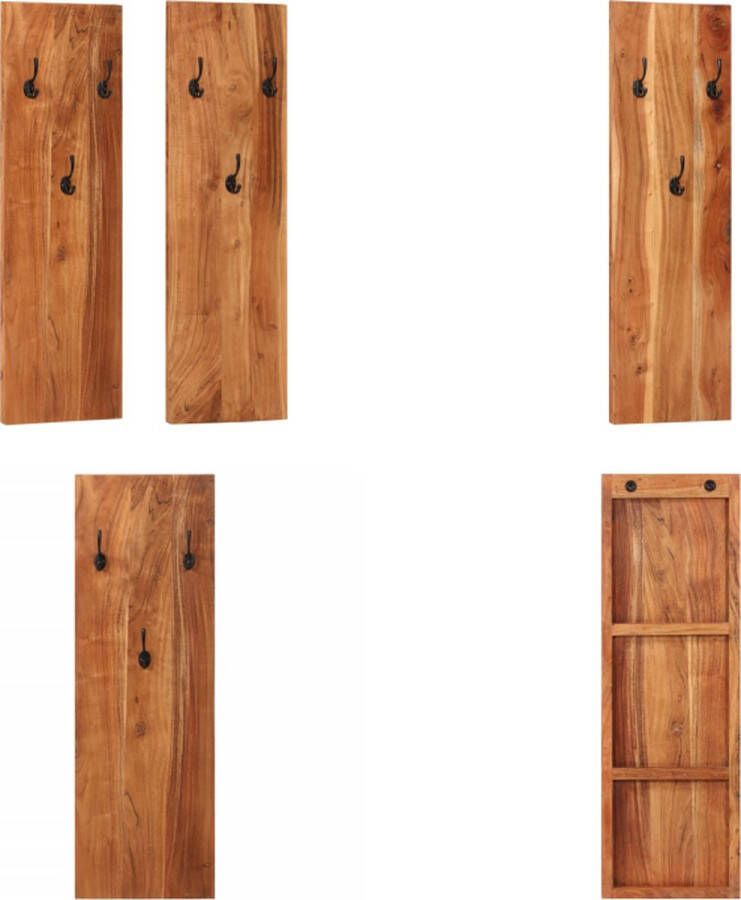 VidaXL Wandkapstokken 2 st 36x3x110 cm massief acaciahout Kapstok Kapstokken Houten Kapstok Kledinghanger