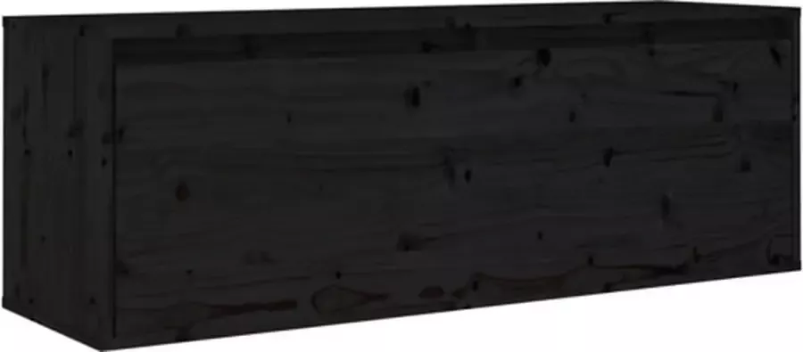 VIDAXL Wandkast 100x30x35 cm massief grenenhout zwart - Foto 4