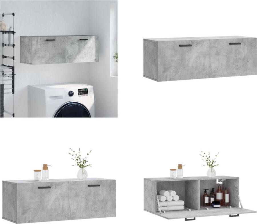 vidaXL Wandkast 100x36-5x35 cm bewerkt hout betongrijs Wandkast Wandkasten Kast Bijzetkast