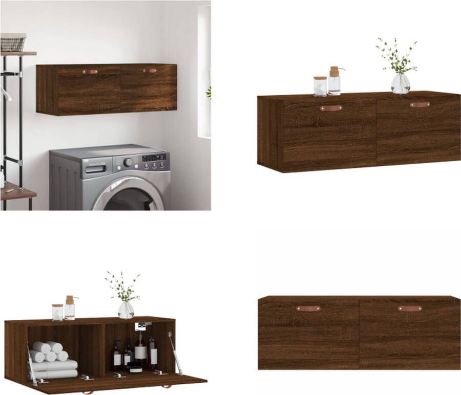 vidaXL Wandkast 100x36-5x35 cm bewerkt hout bruineikenkleurig Wandkast Wandkasten Kast Bijzetkast