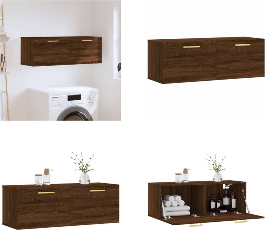 VidaXL Wandkast 100x36-5x35 cm bewerkt hout bruineikenkleurig Wandkast Wandkasten Kast Bijzetkast