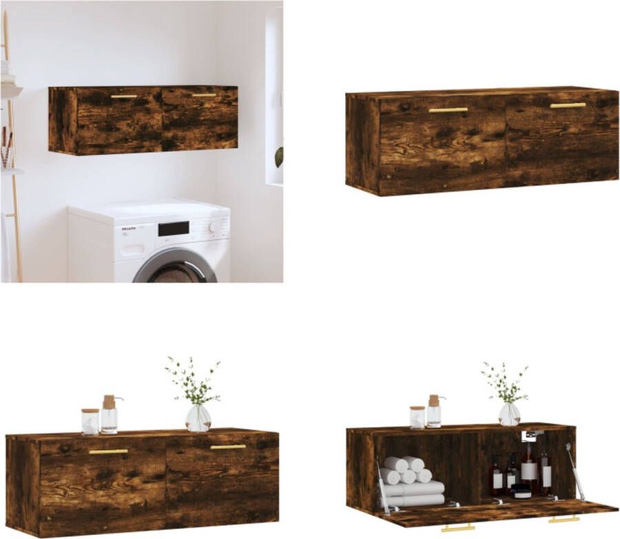 vidaXL Wandkast 100x36-5x35 cm bewerkt hout gerookt eikenkleurig Wandkast Wandkasten Kast Bijzetkast