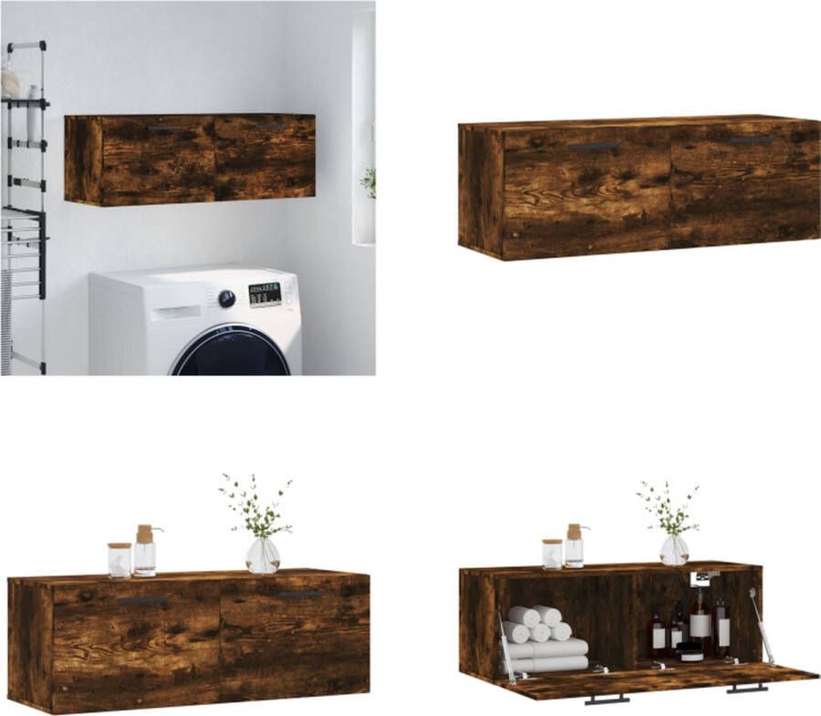 VidaXL Wandkast 100x36-5x35 cm bewerkt hout gerookt eikenkleurig Wandkast Wandkasten Kast Bijzetkast