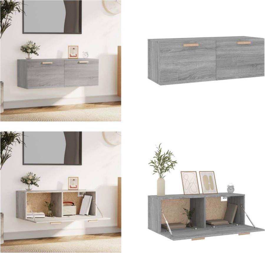VidaXL Wandkast 100x36-5x35 cm bewerkt hout grijs sonoma eikenkleurig Wandkast Wandkasten Hangkast Hangende Kast