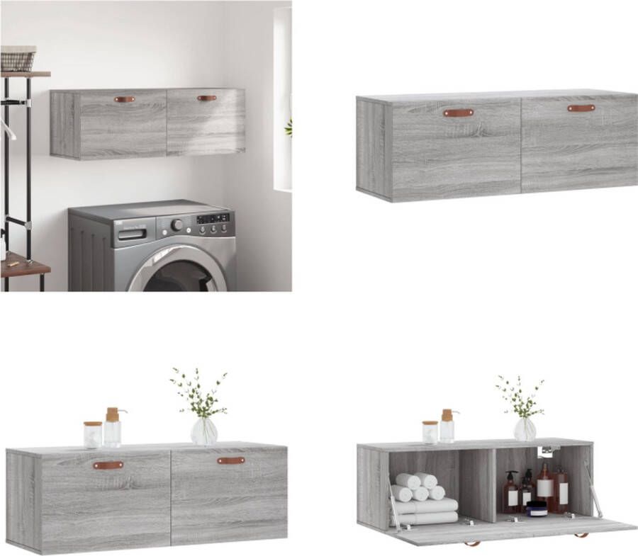vidaXL Wandkast 100x36-5x35 cm bewerkt hout grijs sonoma eikenkleurig Wandkast Wandkasten Kast Bijzetkast
