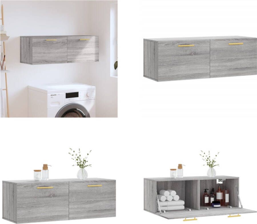 vidaXL Wandkast 100x36-5x35 cm bewerkt hout grijs sonoma eikenkleurig Wandkast Wandkasten Kast Bijzetkast